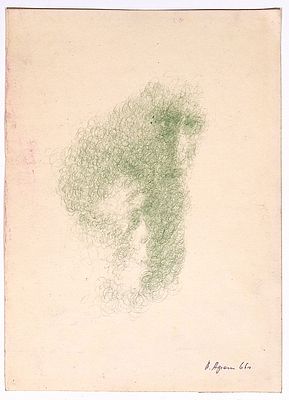 Афонин В.В. Зеленый. Из цикла "Лики". 1966. Бумага, шариковая ручка. Лист 30,5х21,5 см. Внизу 