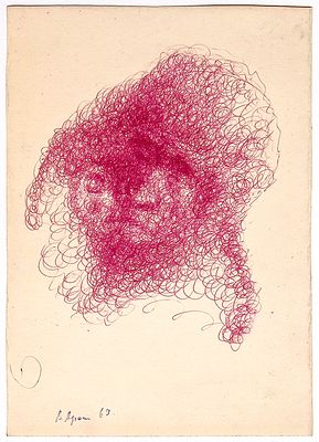 Афонин В.В. Красный. Из цикла "Лики". 1966. Бумага, шариковая ручка. Лист 30,5х21,5 см. Внизу 