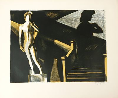 Дувидов В.А. Давид в ГМИИ им. А.С. Пушкина. 1988. Бумага, цветная автолитография, 30х40 см - 
