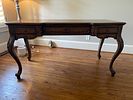 French Provincial Style Carved Dark-Stained Wood Desk or Console Table. 61 x 32 x 26 This piece Image - 4