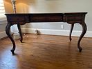 French Provincial Style Carved Dark-Stained Wood Desk or Console Table. 61 x 32 x 26 This piece Image - 5