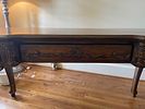 French Provincial Style Carved Dark-Stained Wood Desk or Console Table. 61 x 32 x 26 This piece Image - 8