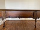 French Provincial Style Carved Dark-Stained Wood Desk or Console Table. 61 x 32 x 26 This piece Image - 11