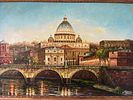 Signed W. P. Fattori (or similar), A View of St. Peter's Basilica and Ponte Sant'Angelo, Rome. 43 Image - 1