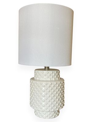 A Contemporary White Ceramic Hobnail Table Lamp. 20 x 20 x 10 A contemporary table lamp 