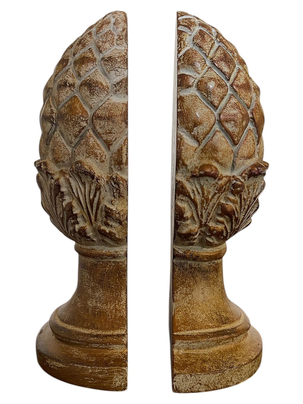 A Pair of Melannco Pineapple Bookends. 4 x 8 
A pair of Melannco pineapple-form bookends, each 