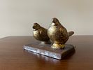 A Pair of Stylized Gilt Metal Birds on a Cast Iron Base. 5 x 3.5 A decorative figural sculpture Image - 4
