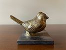 A Pair of Stylized Gilt Metal Birds on a Cast Iron Base. 5 x 3.5 A decorative figural sculpture Image - 6