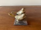 A Pair of Stylized Gilt Metal Birds on a Cast Iron Base. 5 x 3.5 A decorative figural sculpture Image - 7
