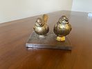 A Pair of Stylized Gilt Metal Birds on a Cast Iron Base. 5 x 3.5 A decorative figural sculpture Image - 9