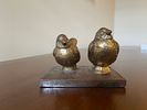 A Pair of Stylized Gilt Metal Birds on a Cast Iron Base. 5 x 3.5 A decorative figural sculpture Image - 10