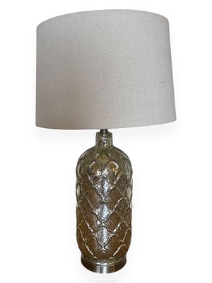 Contemporary Mercury Glass-Style Table Lamp with Scalloped Pattern. 14 x 28 A contemporary table 