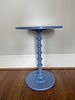 A Contemporary Blue Painted Wood Spindle Side Table. 18 x 24 x 18 
A contemporary circular Image - 1