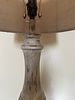 A Fangio Lighting Distressed Resin Table Lamp with Burlap Shade. 16 x 32 A Distressed Resin Image - 4