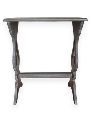 A French Country Style Distressed Grey Side Table. 20 x 24 x 11 
A small, rectangular wooden 