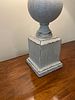 Distressed Grey Baluster Table Lamp with Striped Fabric Shade. 15 x 33 
A decorative table lamp Image - 7