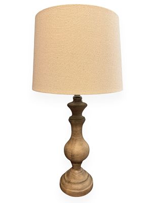 A Contemporary Distressed Baluster-Form Table Lamp. A contemporary table lamp featuring a turned 