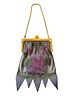 Whiting & Davis Art Deco Gilt-Toned Enameled Mesh Purse with Floral Design. A Whiting &amp; Image - 8