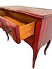 A French Provincial Style Distressed Red Bombe Commode with Two Drawers. A bombe-front chest of Image - 3