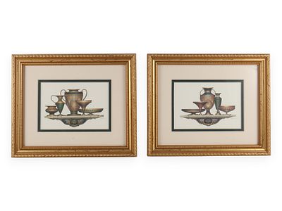 A Pair of Framed Classical Urn Prints. A pair of framed prints depicting classical-style urns 