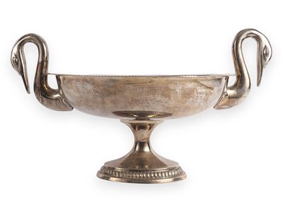 Vintage French Silverplate Double Swan Handle Champagne Cooler. A Vintage French Silverplate 