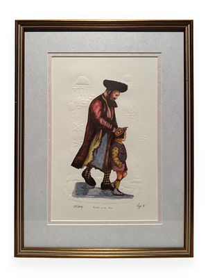 Amram Ebgi, 'Rabbi and Son', Limited Edition Hand-Colored Embossed Print. Amram Ebgi (Moroccan 