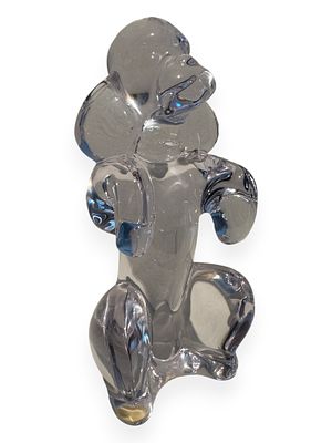 Daum France Clear Crystal Stylized Poodle Figurine. A clear crystal figurine by Daum France 