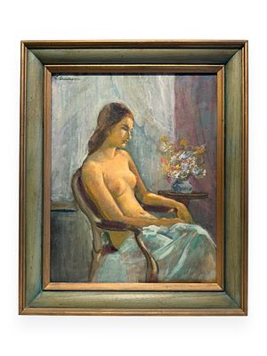 Signed C. Erickson, 20th Century Expressive Nude, Oil on Canvas. An oil on canvas painting 