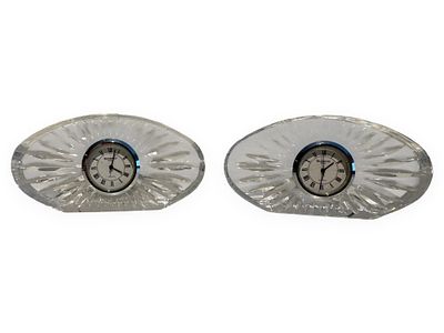 A Pair of Waterford Crystal Small Oval Quartz Desk Clocks. A pair of Waterford Crystal Small 