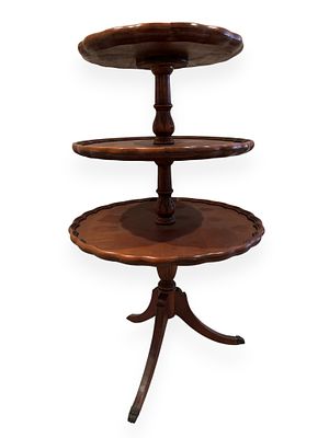 A Late 18th Century George III Mahogany Three-Tier Dumbwaiter. A three-tiered dumbwaiter 