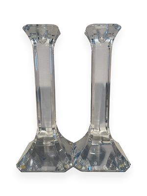 A Pair of Orrefors Sweden Regina Crystal Candlesticks. A pair of Orrefors Sweden 'Regina' 