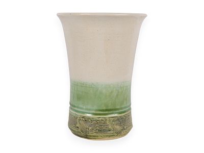 A J.Chase Ceramics Ridged Stoneware Vase/Tumbler. A stoneware vase/tumbler by J.Chase Ceramics 