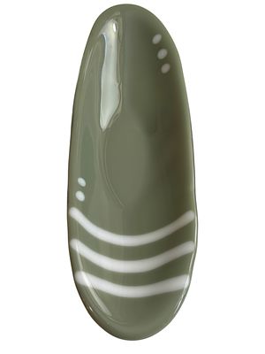 Studio Fused Art Glass Oblong Dish. Artist Signed S. Wright