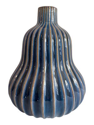 Blue Stoneware Gourd Vase. Unsigned
