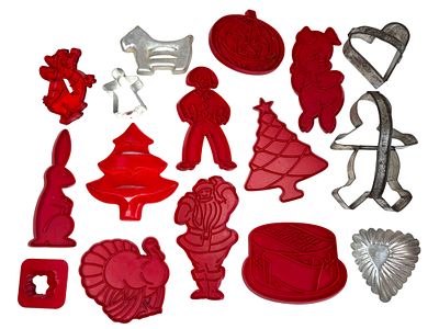 Vintage Tupperware Cookie Cutters + Others. Collection of 16 - Vintage Red Tupperware Cookie 