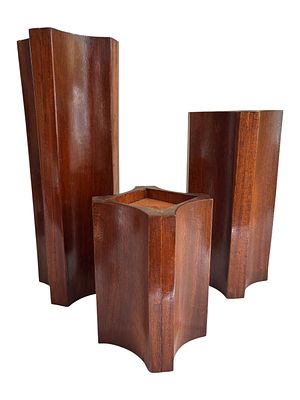 Collection of 3 Wooden Pillars. 19", 14.5", 9.5" Respectively 6" wide
