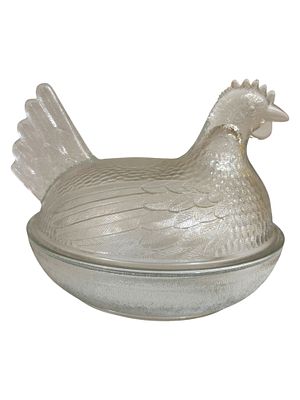 Vintage Hen on Nest Clear Glass Lidded Dish