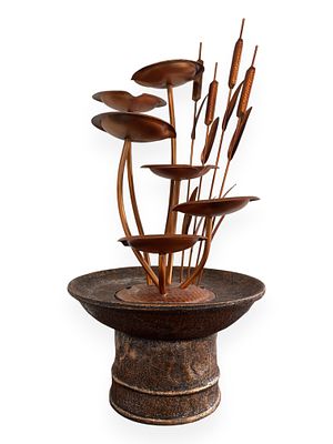 John Timberland Ashton Water Lilies and Cat Tails Fountain. A John Timberland Ashton Water 