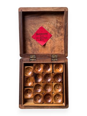 Italian Made Wooden Fifteen Puzzle, Souvenir from Hot Springs Ark. An Italian made wooden 