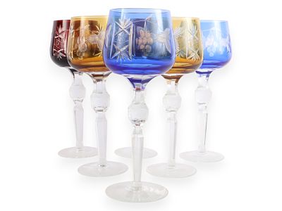 A Set of Six Bohemian Cut to Clear Crystal Goblets. A set of six Bohemian cut to clear crystal 