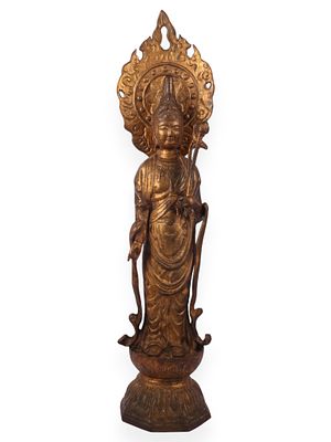 A Gilt Bronze Standing Figure of a Bodhisattva in the Sui Style. A gilt-bronze figure of a 