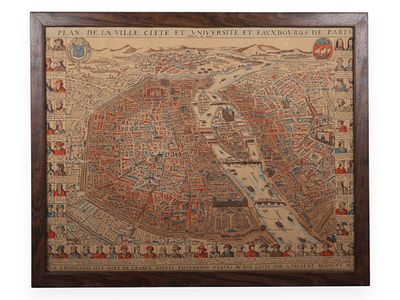 20th Century Framed Map of Paris After the 1690 Original. This lot features a mid-20th-century 