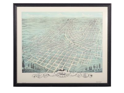 A. Ruger, Framed Reproduction Lithograph, Atlanta, Georgia 1871 Map. This item is a framed 