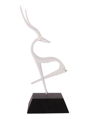 Hans-Godo Frabel Signed Borosilicate Glass Gazelle Sculpture. A clear borosilicate glass 