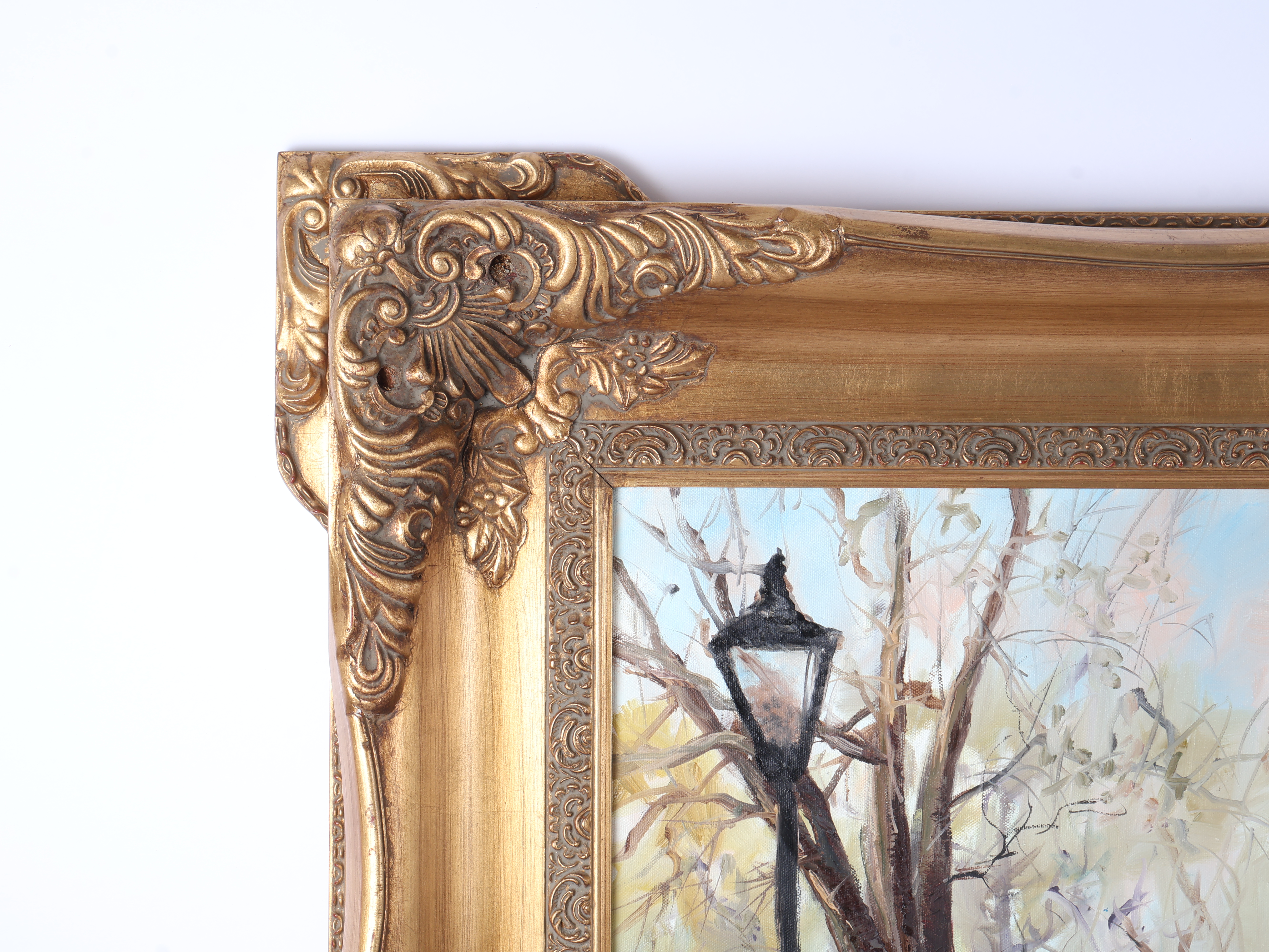 Gene Mandrick, Colonial Street Scene, Oil on Canvas (Signed)