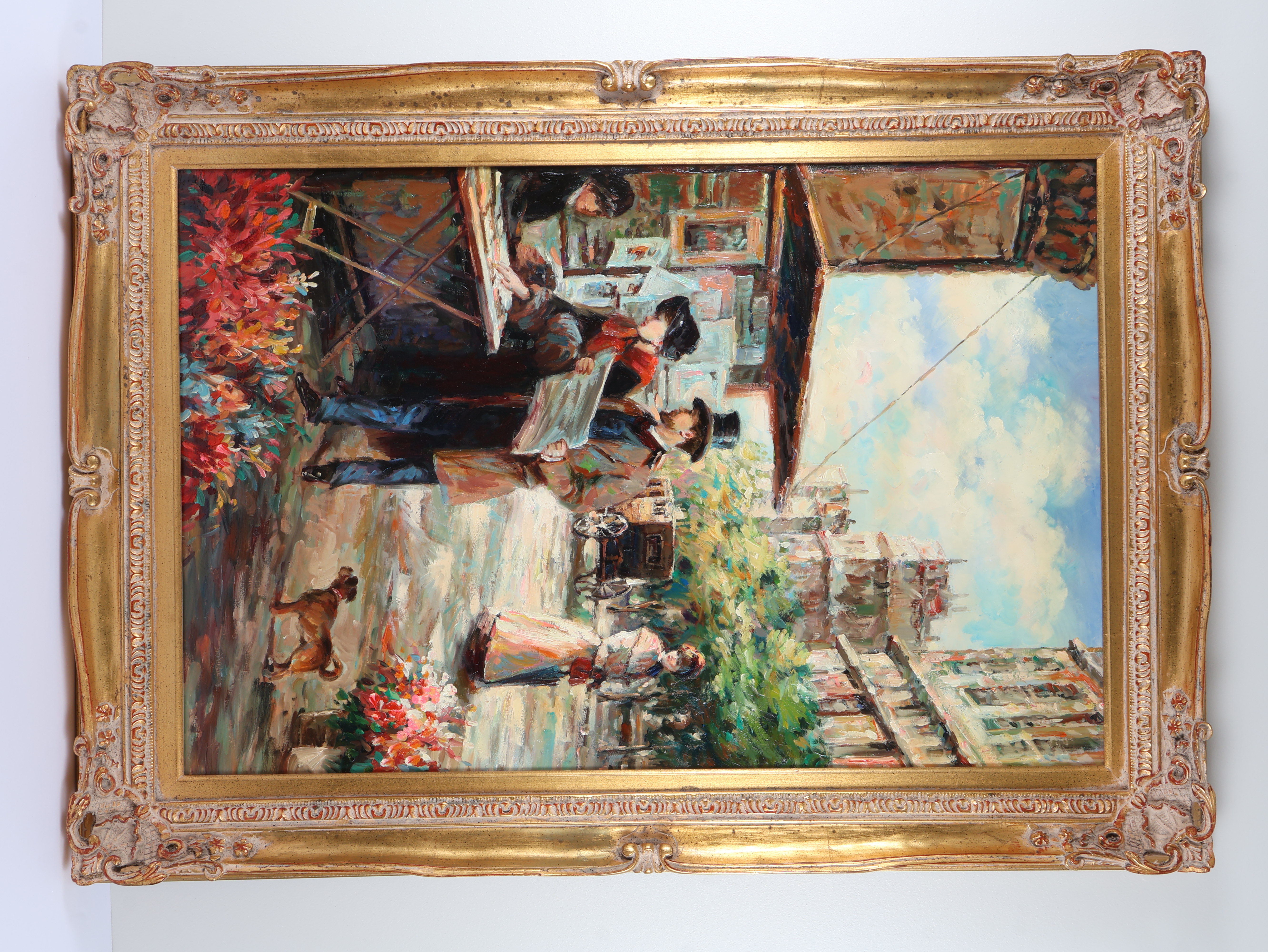 Attributed to Fischer, Impressionist School Street Scene, Oil on Canvas