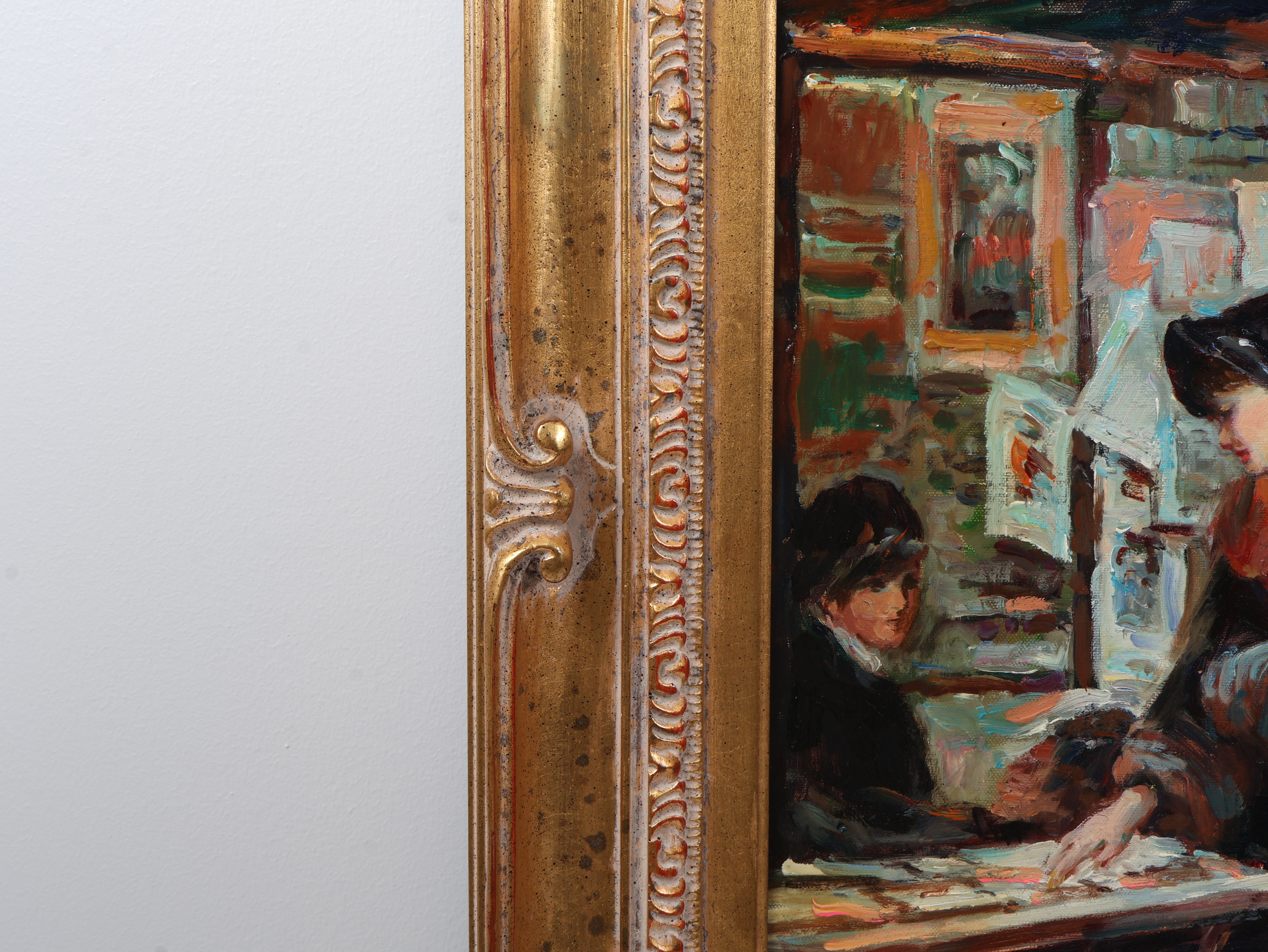 Attributed to Fischer, Impressionist School Street Scene, Oil on Canvas