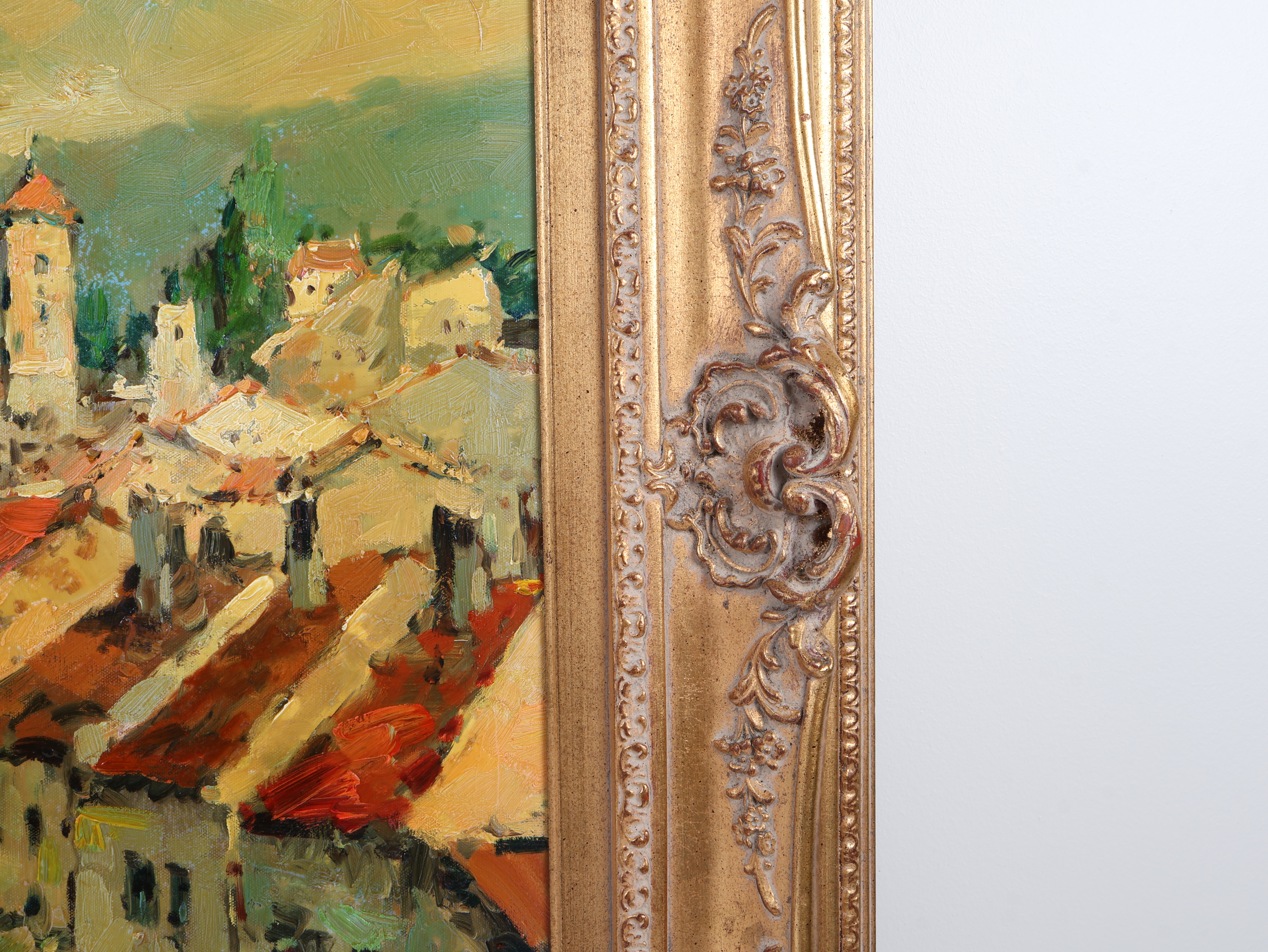 T. Cole, European Street Scene with Figures and Carriages, Oil on Canvas (Signed)