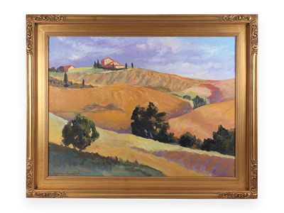 Suzanne French Luker, 'Burnt Browns of Tuscany' (Signed). This impressionistic oil painting on 