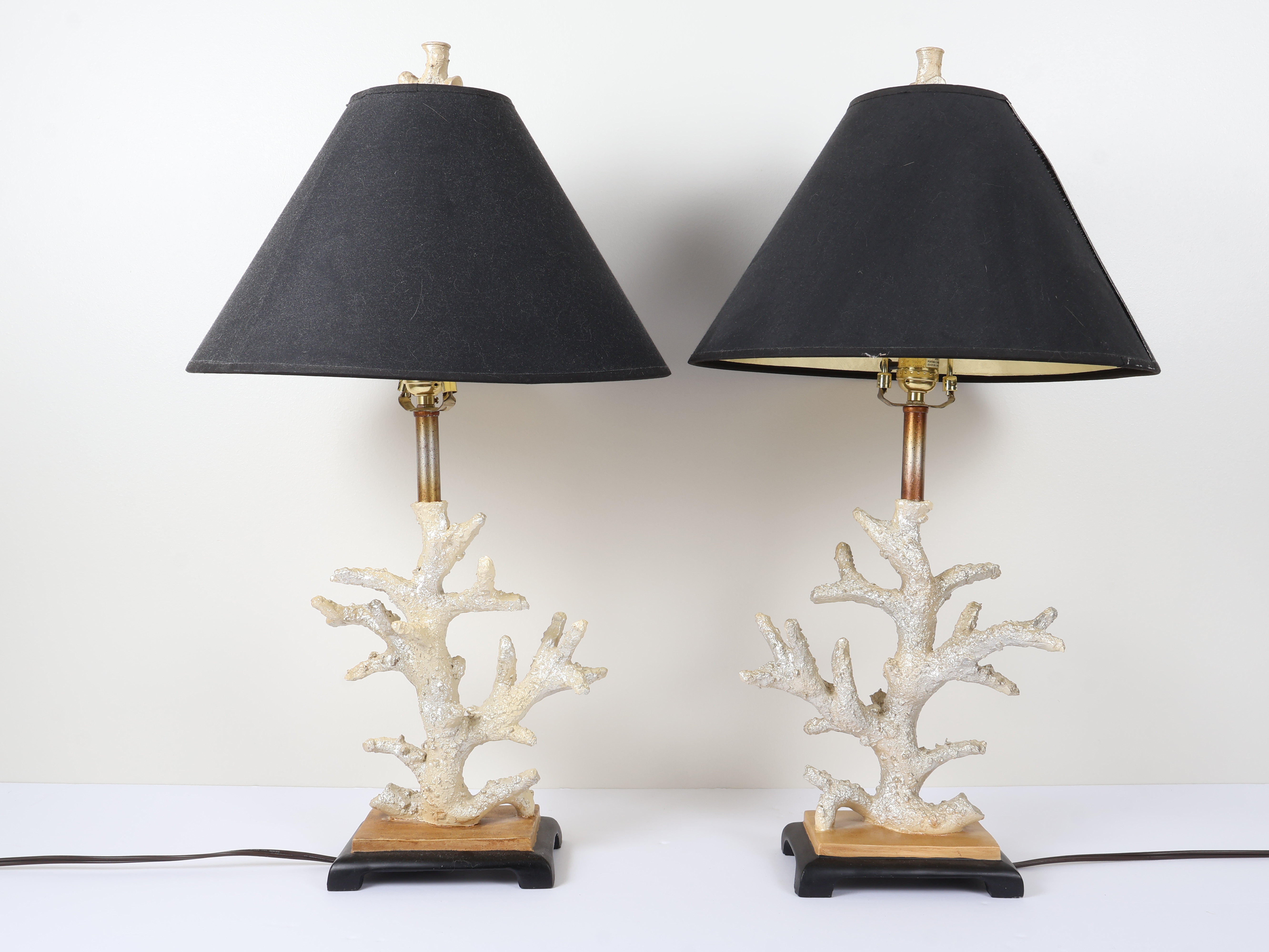 A Pair of Contemporary Coastal Style Faux Coral Table Lamps